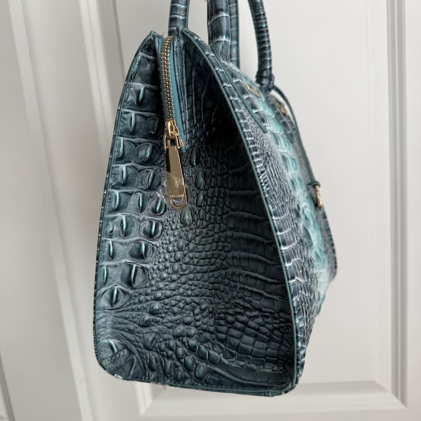 Brahmin Small Caroline Spearmint Green Ombre Satchel Handbag