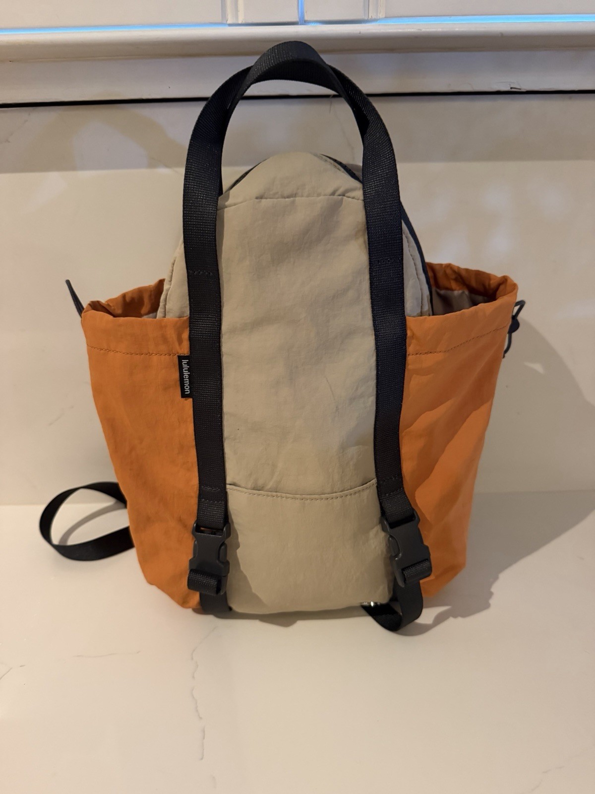 Lululemon Athletica Pack And Go Backpack- Orange/Tan/Black