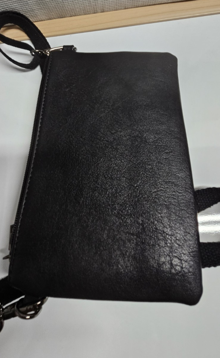 ECOSUSI vegan leather black detachable adjustable crossbody bag small 9.25×6″