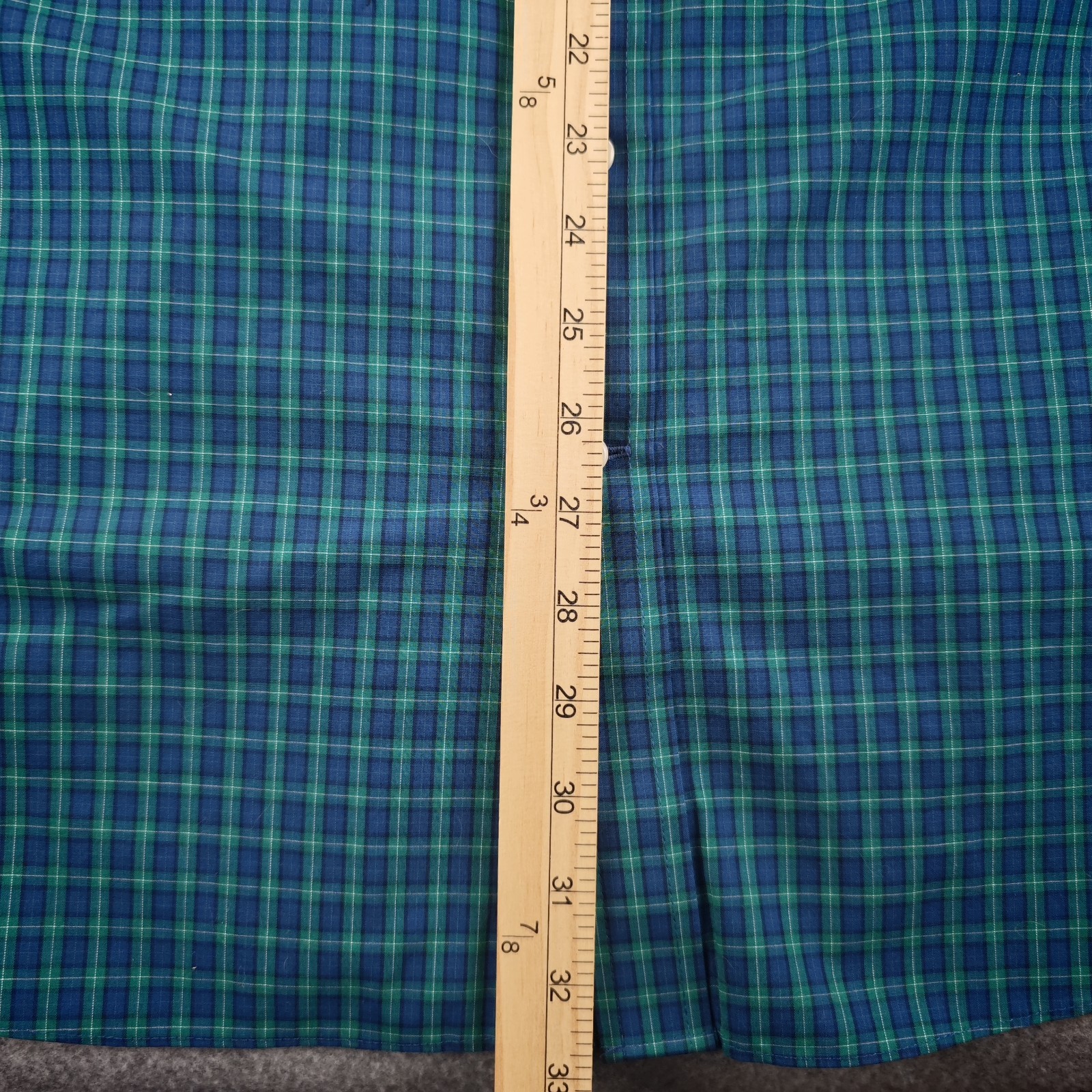 Stafford Travel Performance Super Shirt Mens 18 34/35 Blue Green Check Point