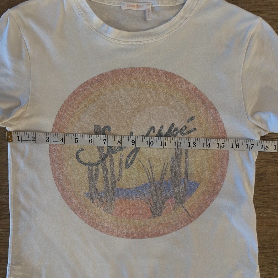 See By Chloe Sunrise Tee-White Powder-Graphic print-Short Sleeve Designer Top-S