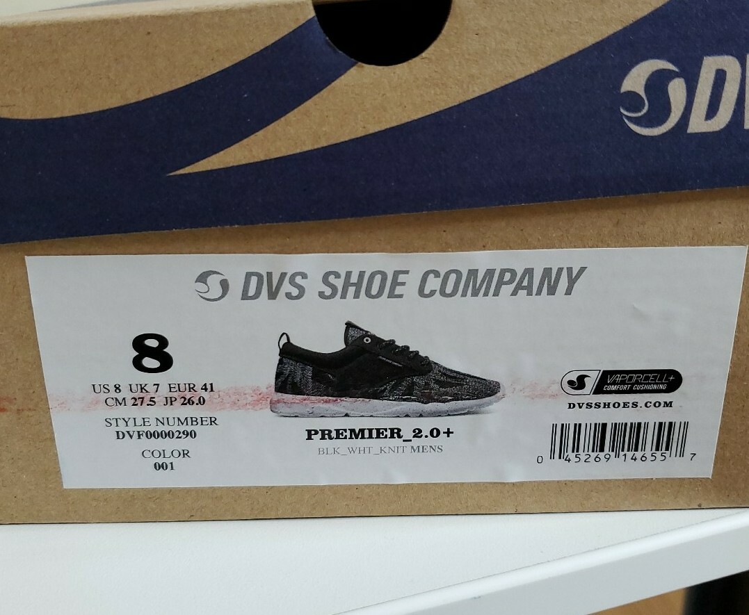 DVS Premier 2.0+ Mens Shoes DVF0000290020 – Black/White/Knit Sz 8 S50