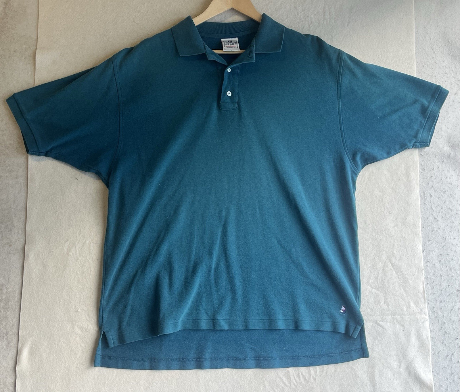 Norsport Mens T Shirt Polo Large Green Short Sleeve
