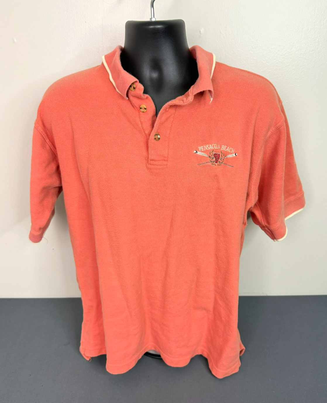 Pacific Blue Men’s Pensacola Beach Classic Cotton Polo Shirt Orange Sz XL FLAW