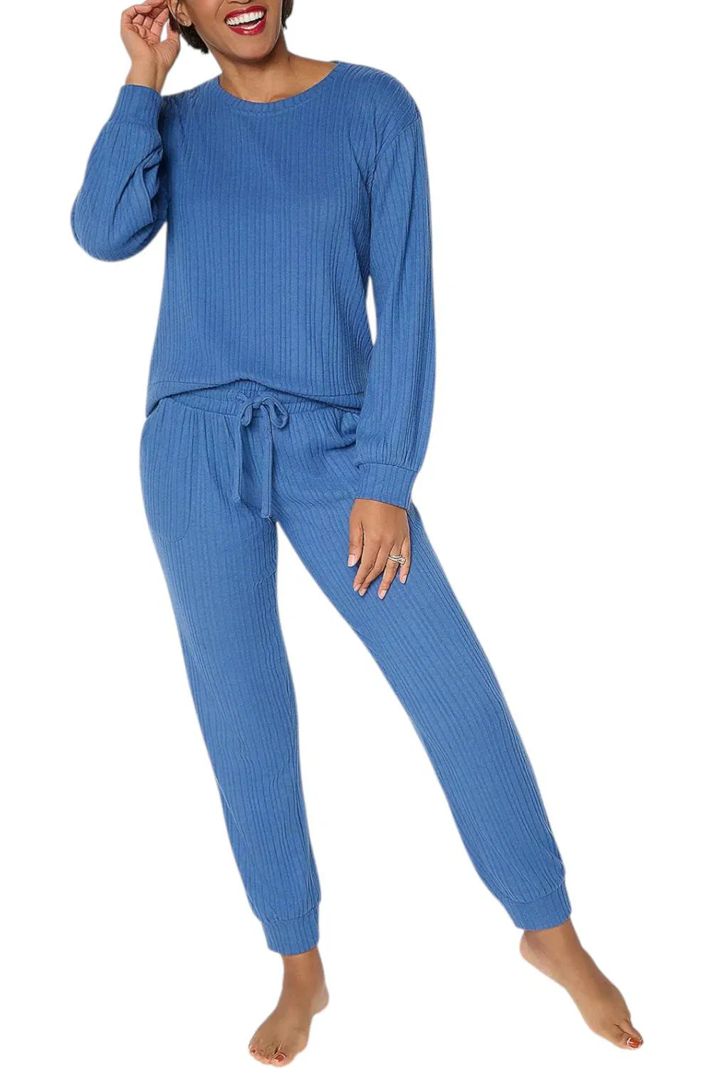 MUK LUKS Cool Cable 2 Piece Lounge Set Blue