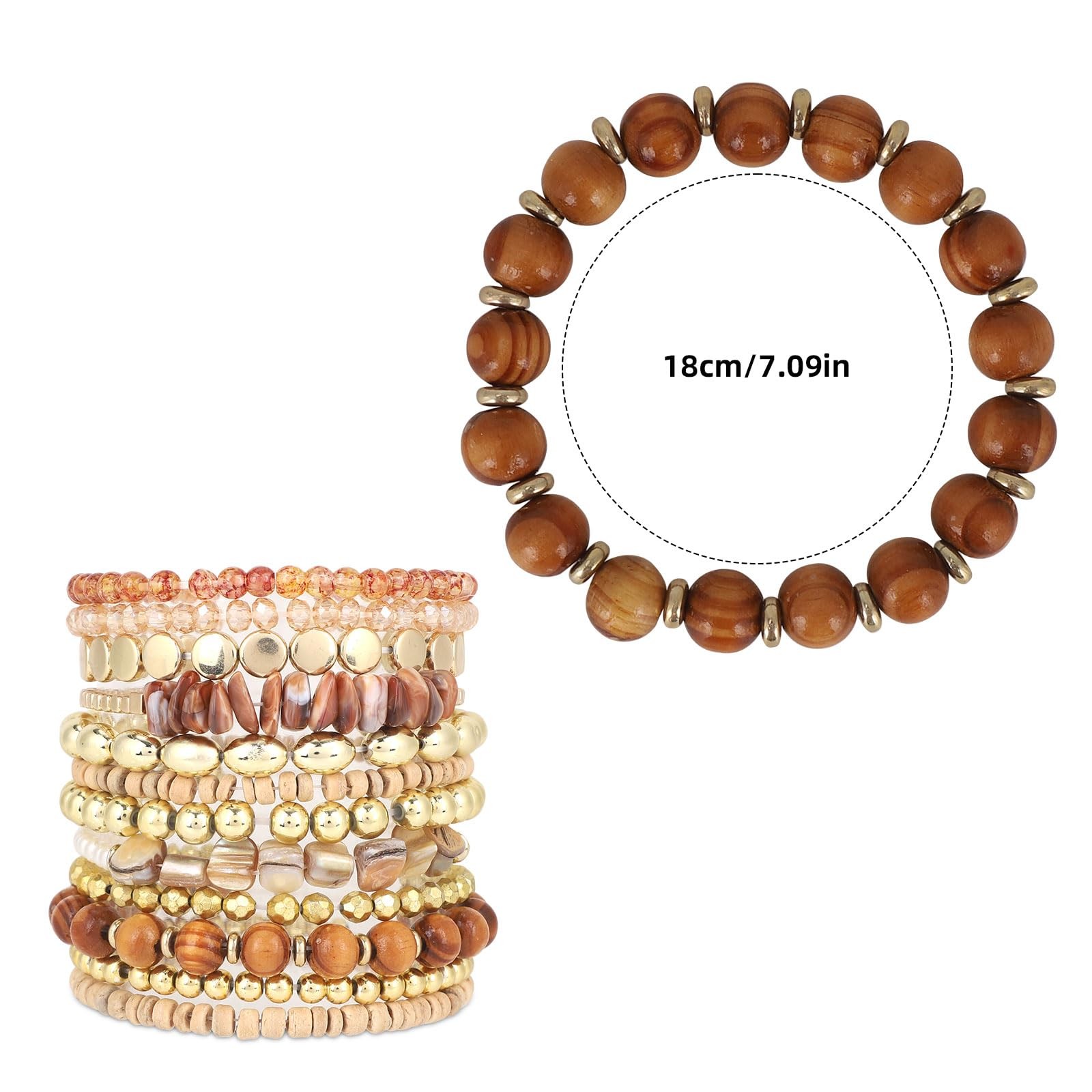 Mikovivi 12pcs Bohemian Stackable Medium, as shown in the detailed picture