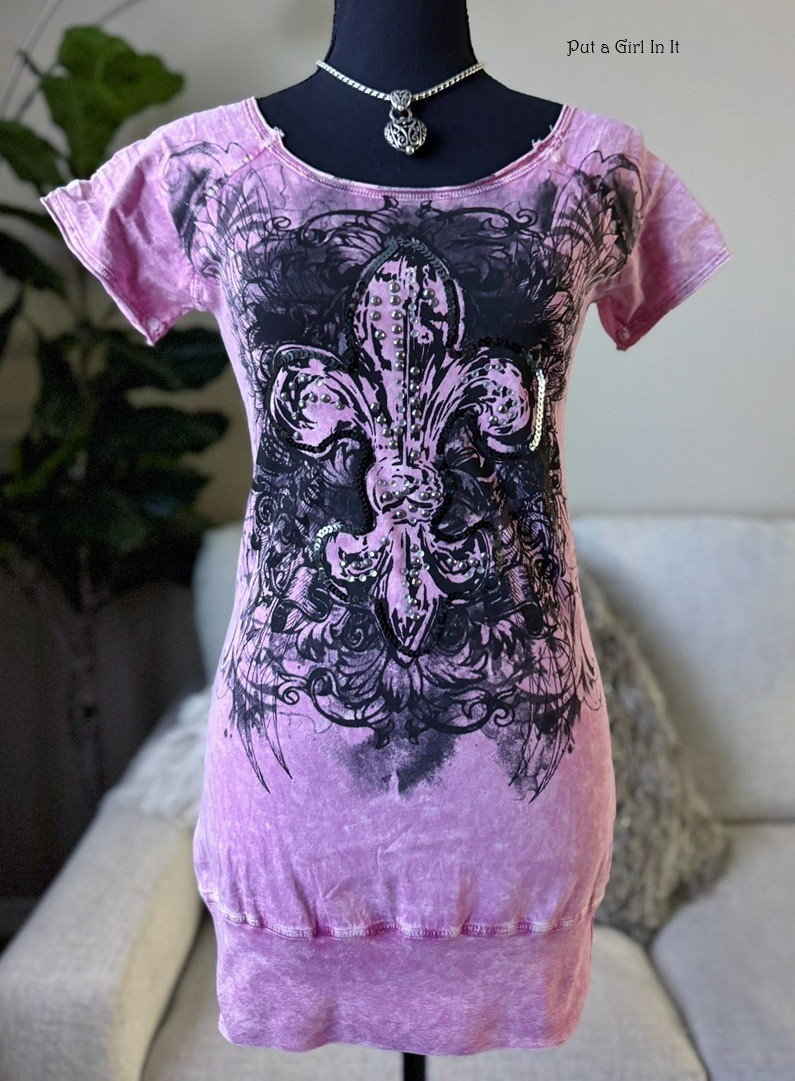 Y2K Vocal Apparel Women’s Crystal Sequin Pink Black Bling Slouch Shirt S M L XL