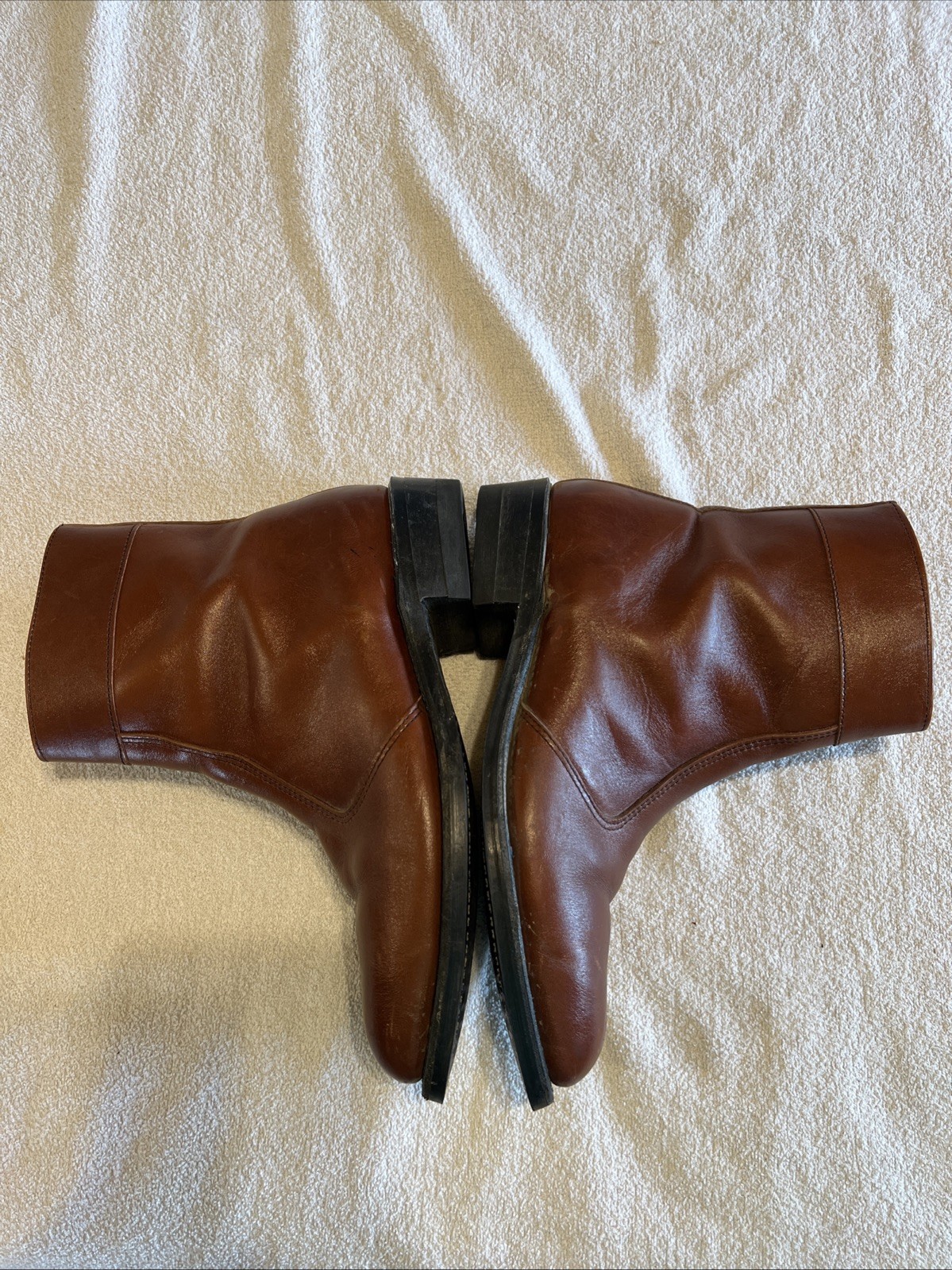 Vintage 90s Iron Age Steel Toe Side Zip Work Boots USA Brown Leather Wide 7.5 E