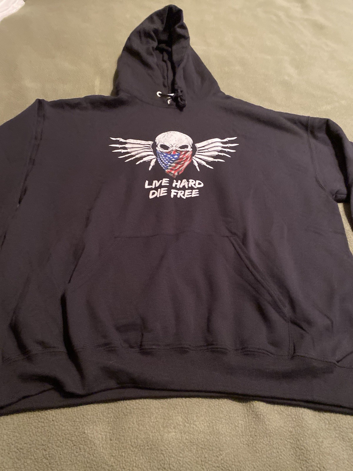 USA Live Hard Die Free Skull Hoodie Men’s XL
