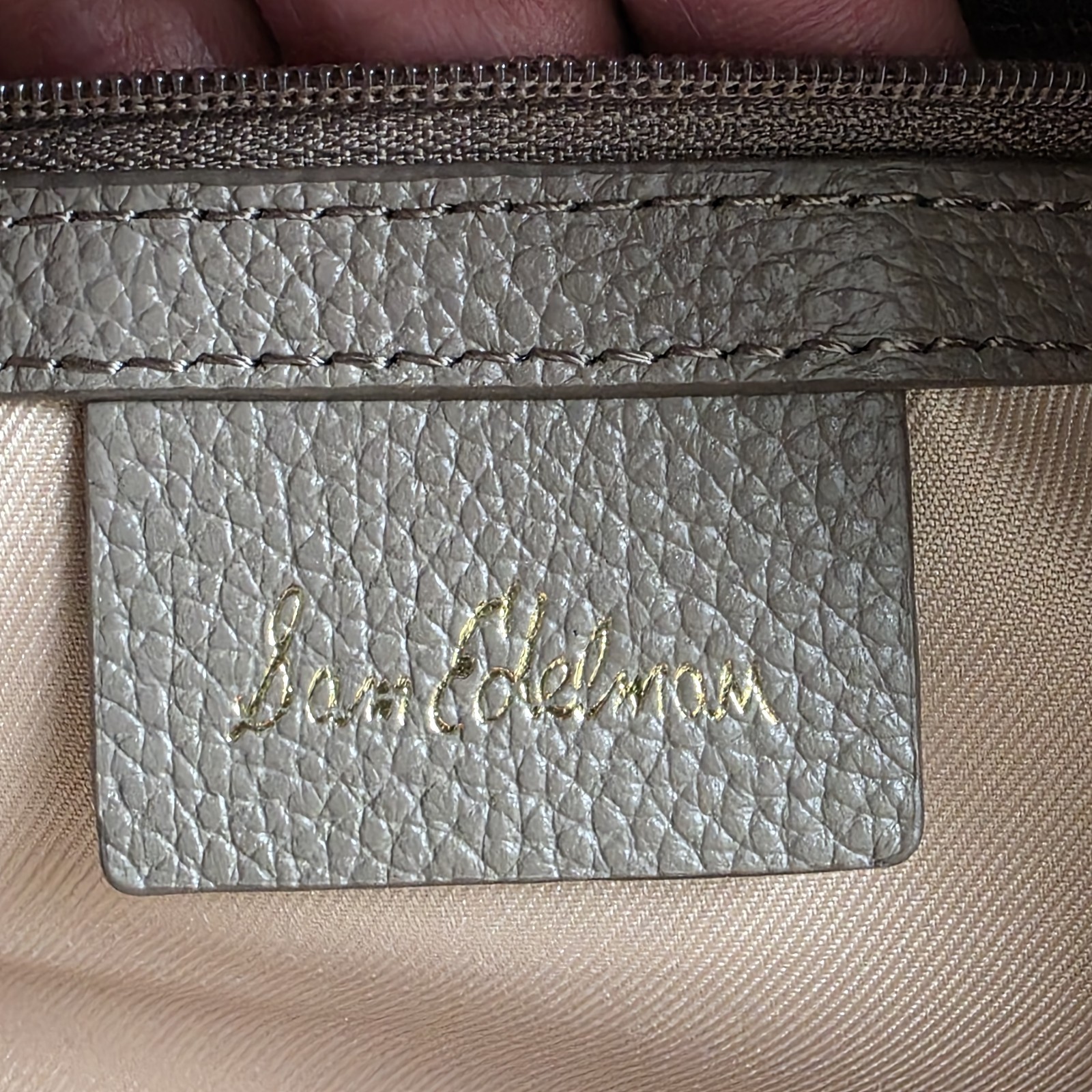 Sam Edelman Loraine Horsebit Taupe Pebbled Leather Camera Crossbody Bag