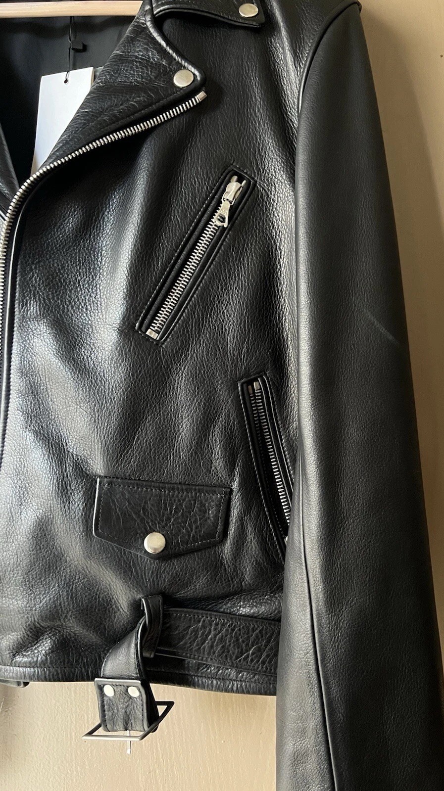1998$ NEW Cropped John Elliott Leather Motto Jacket, Medium Size 2, Cow Leather