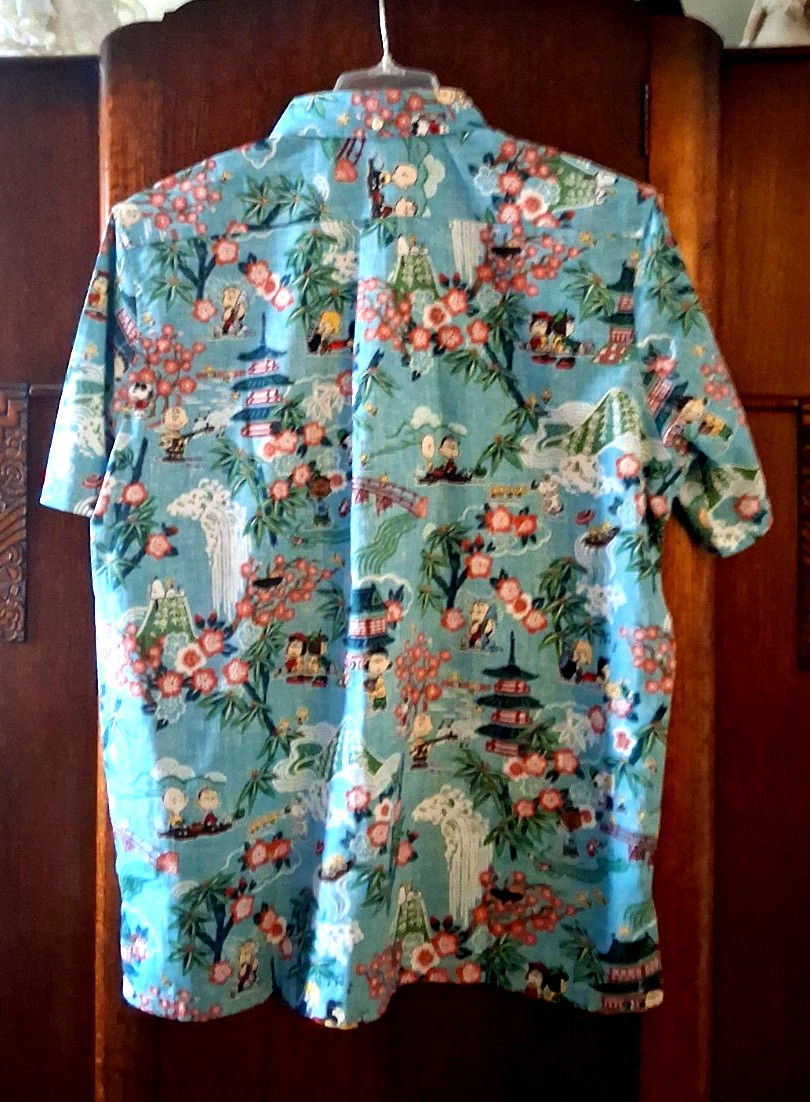 Reyn Spooner Men’s ” PEANUTS IN JAPAN” NWT PULLOVER Classic Fit Aqua Shirts
