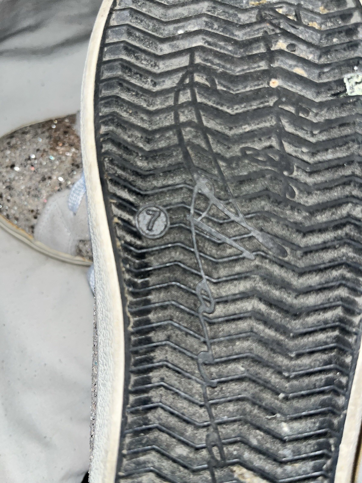 Vintage Havana Silver/White Glitter Low Top Lace-Up Sneakers, Rubber Outsole