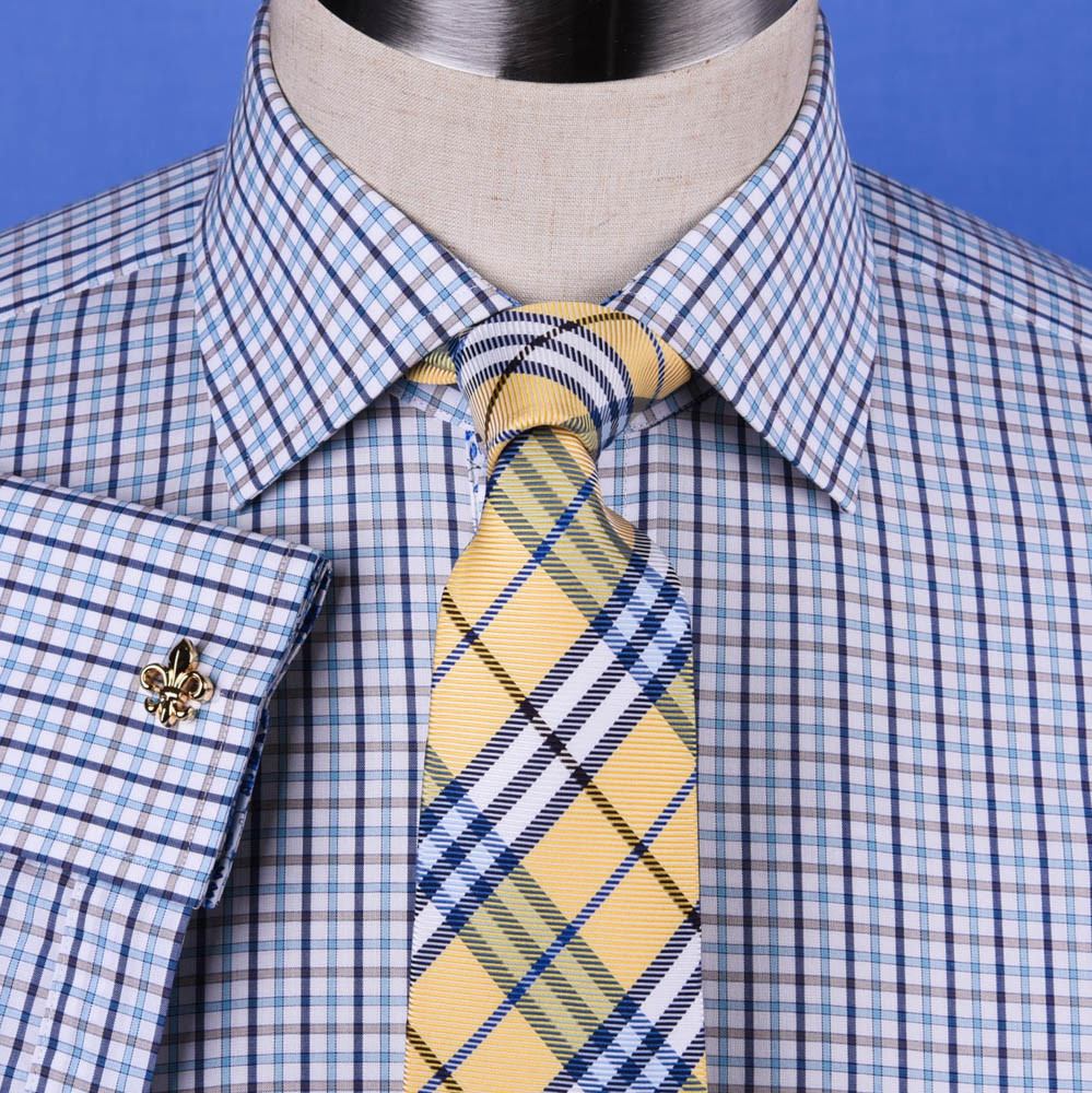 Multi-Colored Green Plaids & Checks Dress Shirt Business Formal Paisley Floral