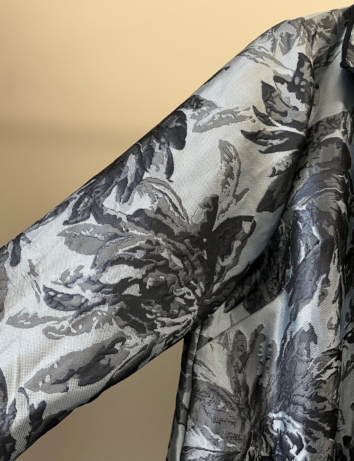 Chico’s Metallic Indigo Tonal Jacquard Open Front Topper Jacket 2P (US 12/14P)
