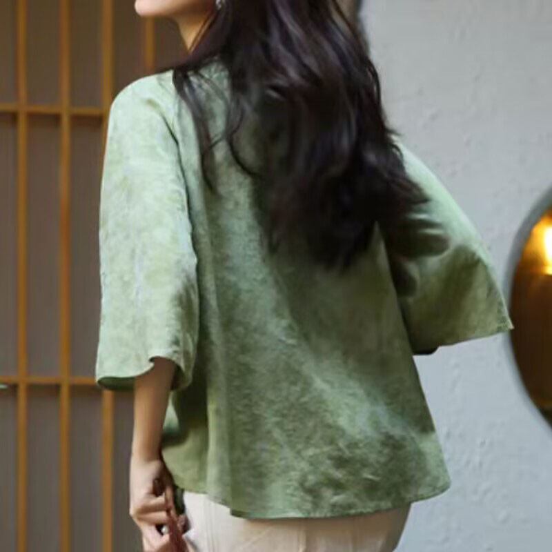 Spring Ancient Chinese Style Womens Han Fu Tang Zhuang Short Tops Blouse Shirts