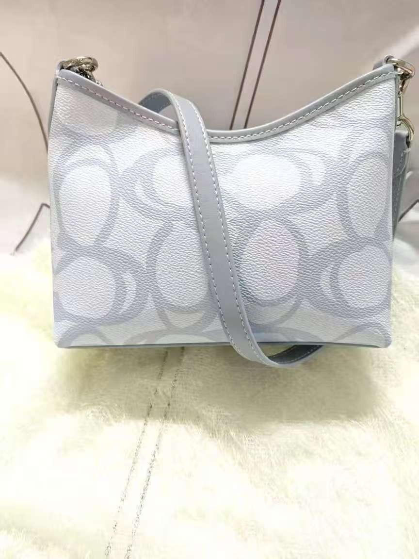 NWT Coach Laurel Small Shoulder Bag Sketch Signature Canvas CBI05, Ice Blue New