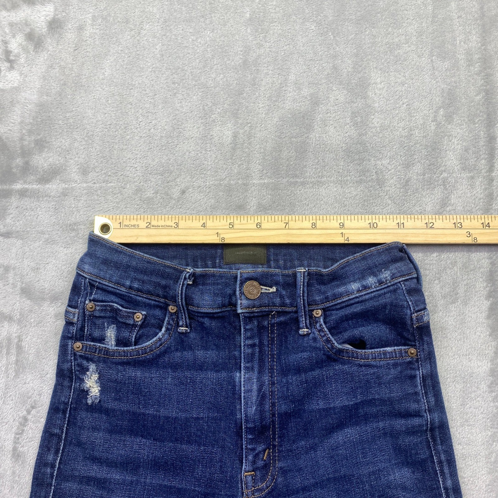 MOTHER Swooner Partner in Crime Distressed High Rise Skinny Jeans Sz 25 Fits 22″