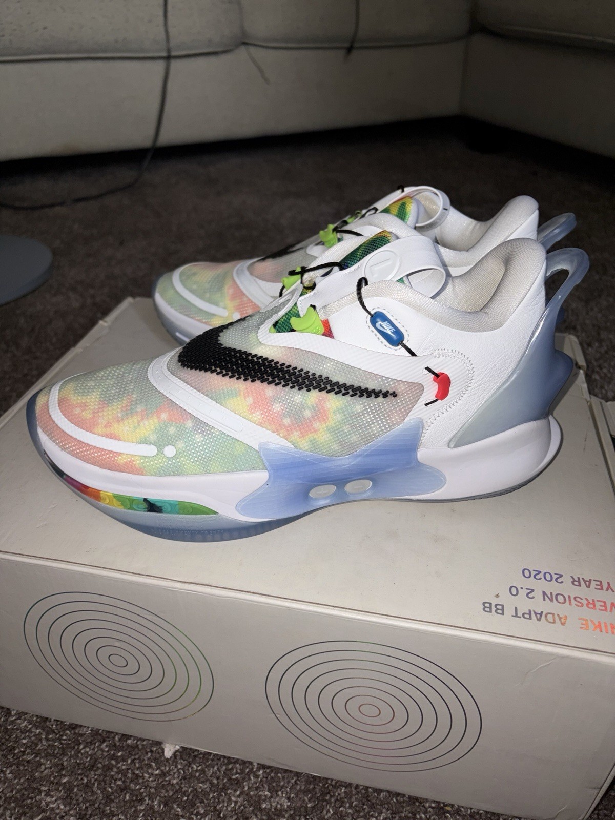 Nike Adapt BB 2.0 Tie-Dye Multicolor Low Top Basketball Sneaker BQ5397-100 2020