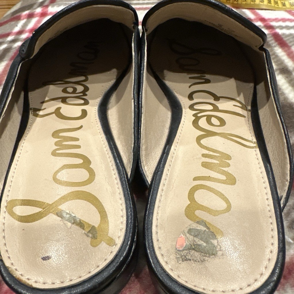 Sam Edelman Black Leather Loafer Flats Slip On Almond Toe Buckle Comfort US 7