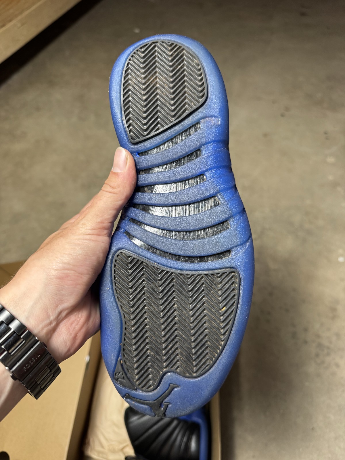 Size 8M/9.5W – Jordan 12 Retro Black Game Royal 130690-014 Pre-Owned