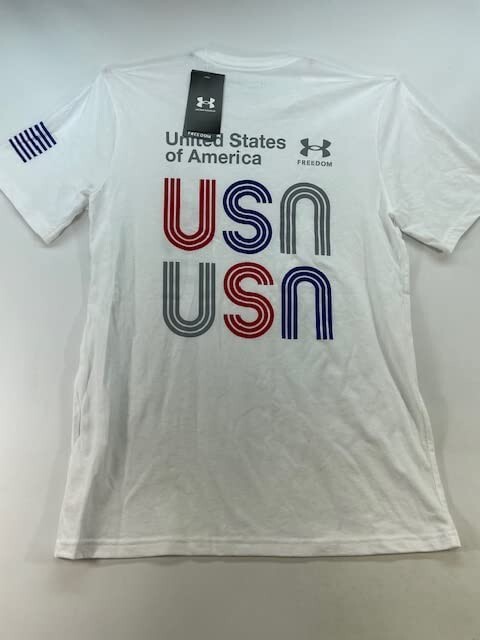 NWT Under Armour Men’s Freedom Banner T-Shirt USA White Size Large UA4