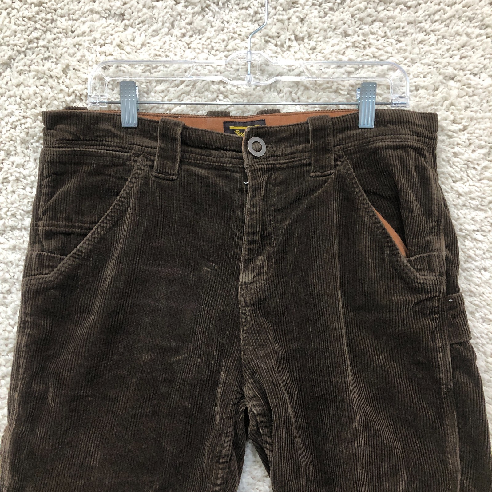 Seager Shorts 33 Mens Brown Bison Relaxed Fit Carpenter Corduroy Casual Workwear