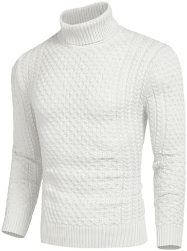 Coofandy Sweater Soft Solid Mens Slim Fit Turtleneck Casual Knitted Twisted