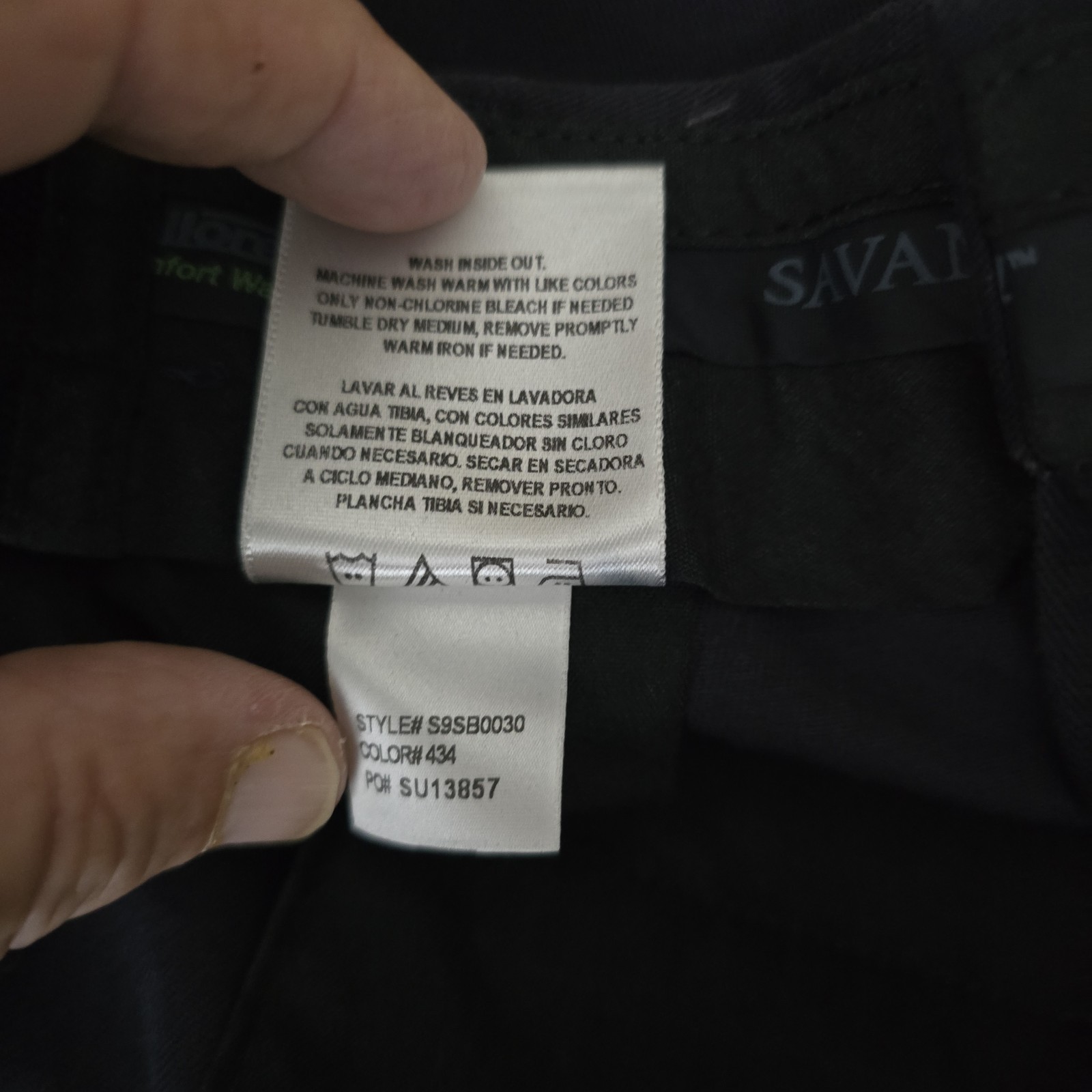 NEW Savane Pants Men 38×31 Black Performance Chino Straight Leg 100% Cotton