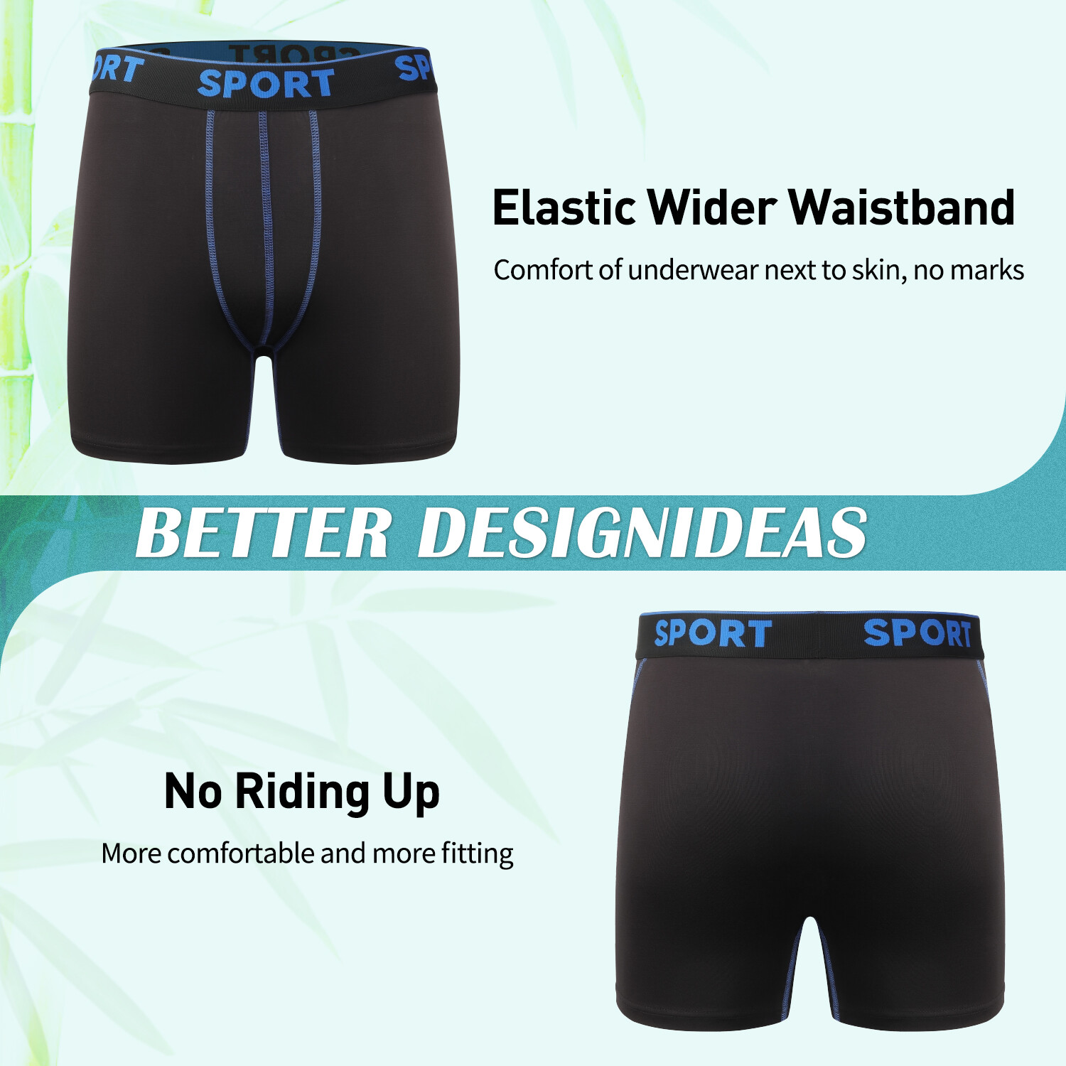 2-4 PCS Bamboo Fiber Boxer Briefs Breathable Underwear Better Softer Anti Chafe