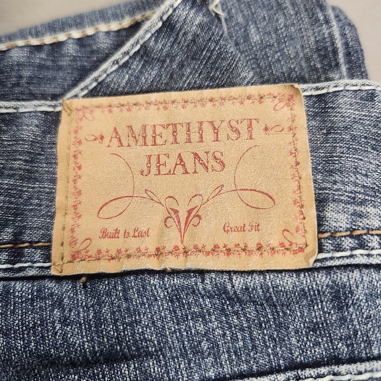 Amethyst Bootcut Jeans Blue Denim Medium Wash Distressed