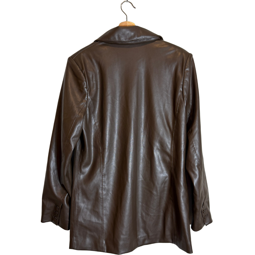 Abercrombie & Fitch Vegan Leather Blazer Suit Jacket Women’s Medium Brown Preppy