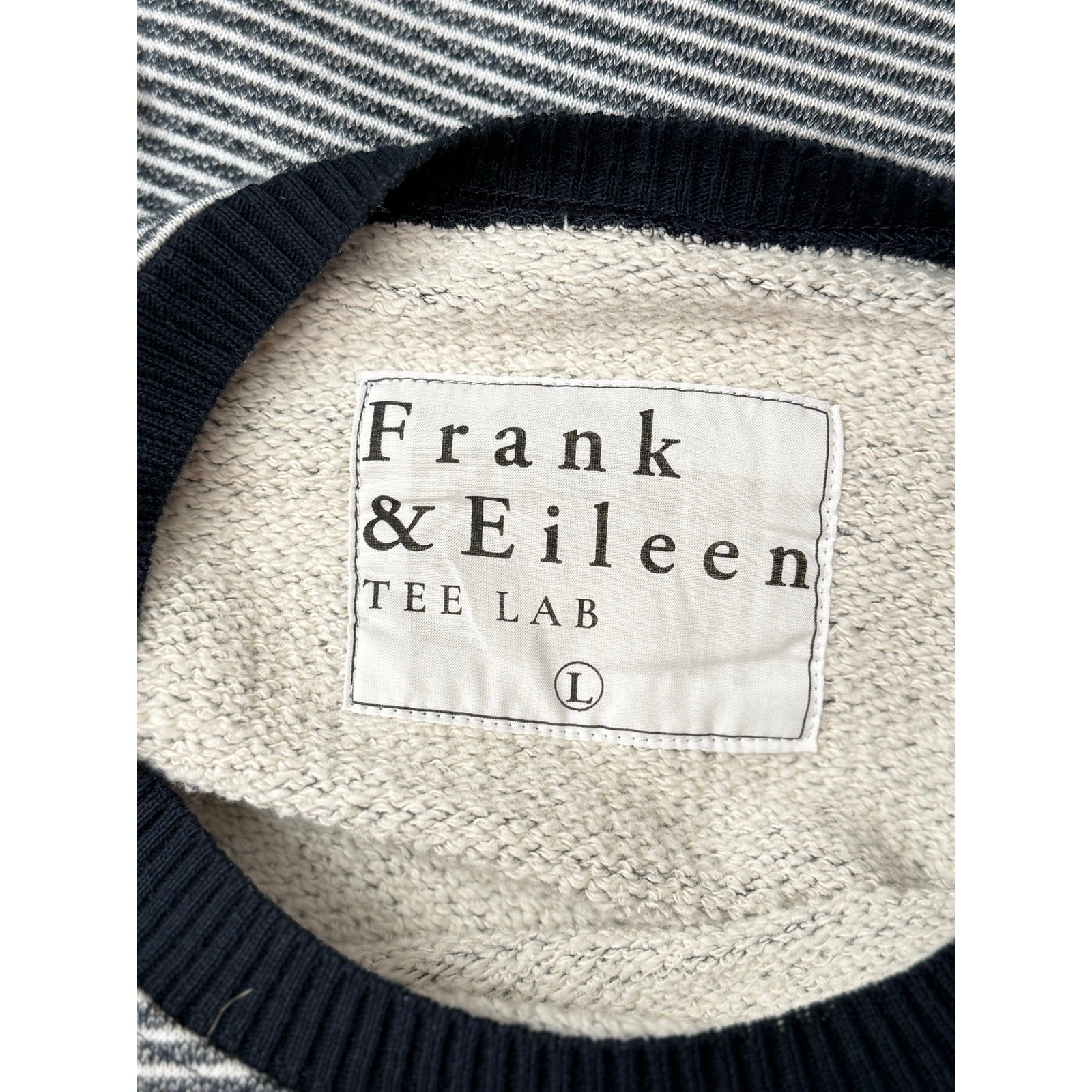 NWOT Frank & Eileen Ribbed Knit Cozy Pullover Sweatshirt Navy White Stripe Large