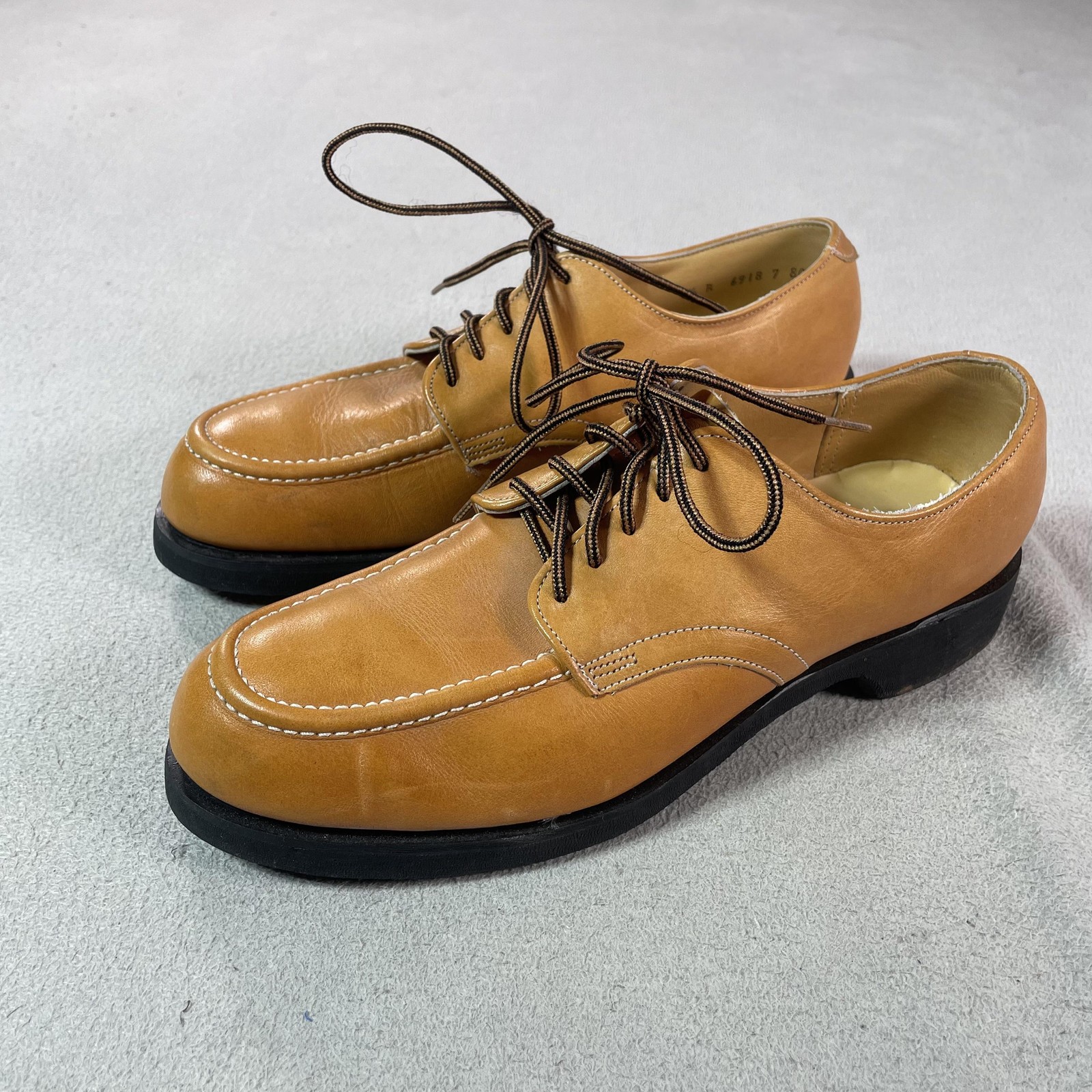 Vintage Unicor Plainsman Shoes Mens Size 7.5 Brown Leather Moc Toe Work
