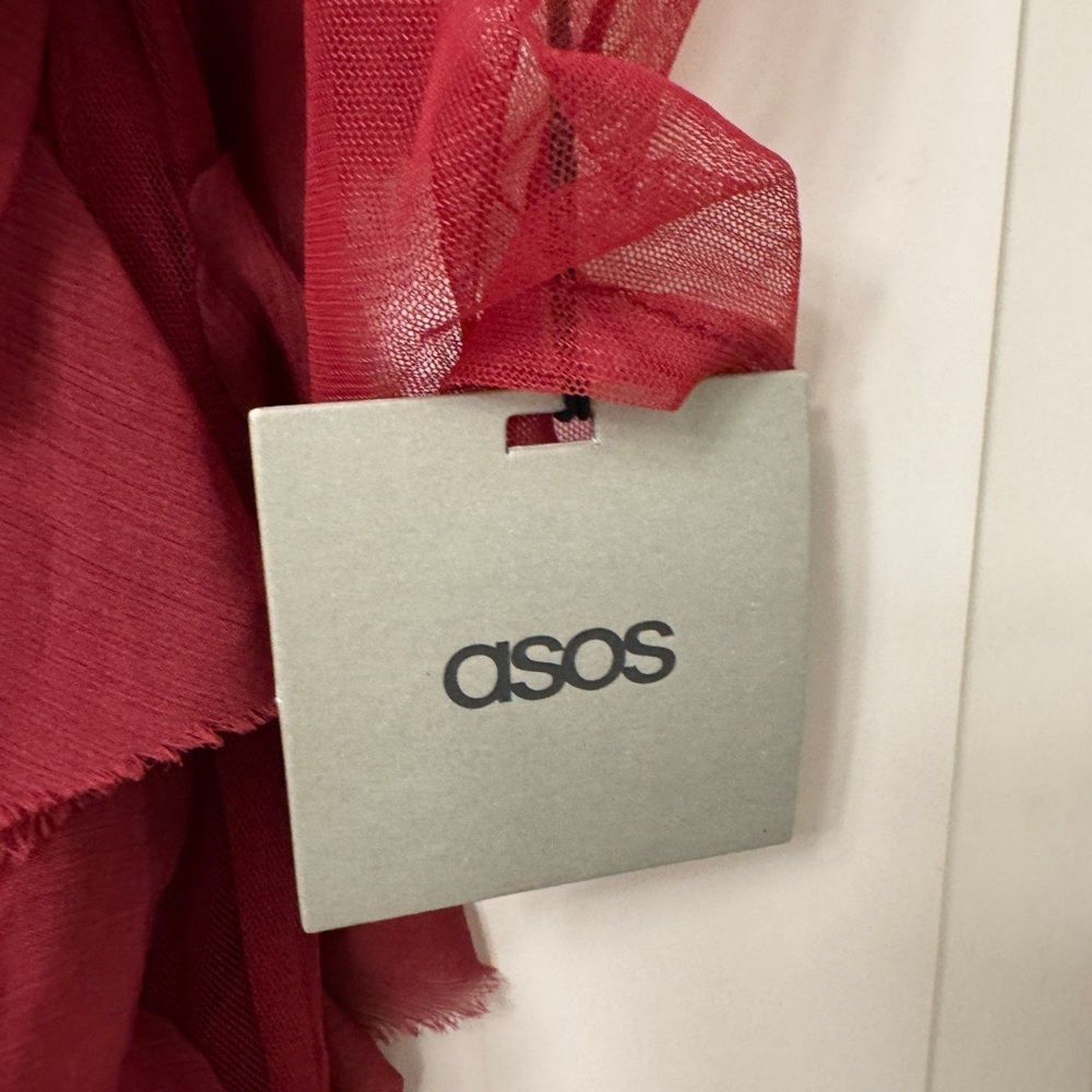 NWT ASOS Burgundy Ruffle Long-Sleeve Mesh Party Dress 4