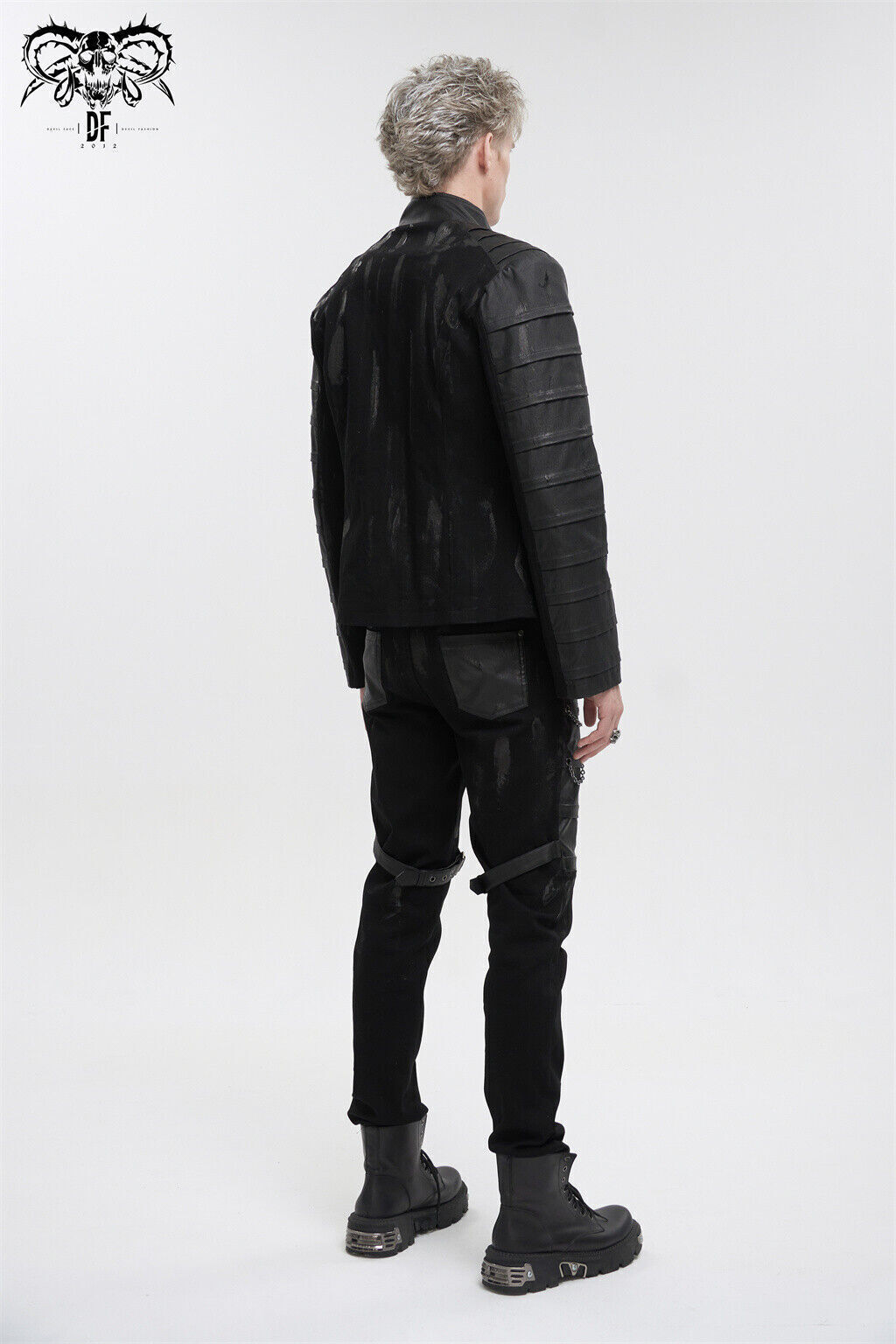 Devil Fashion Black Gothic Punk Rock Daily Wear Slim Fit Short Jacket For Men