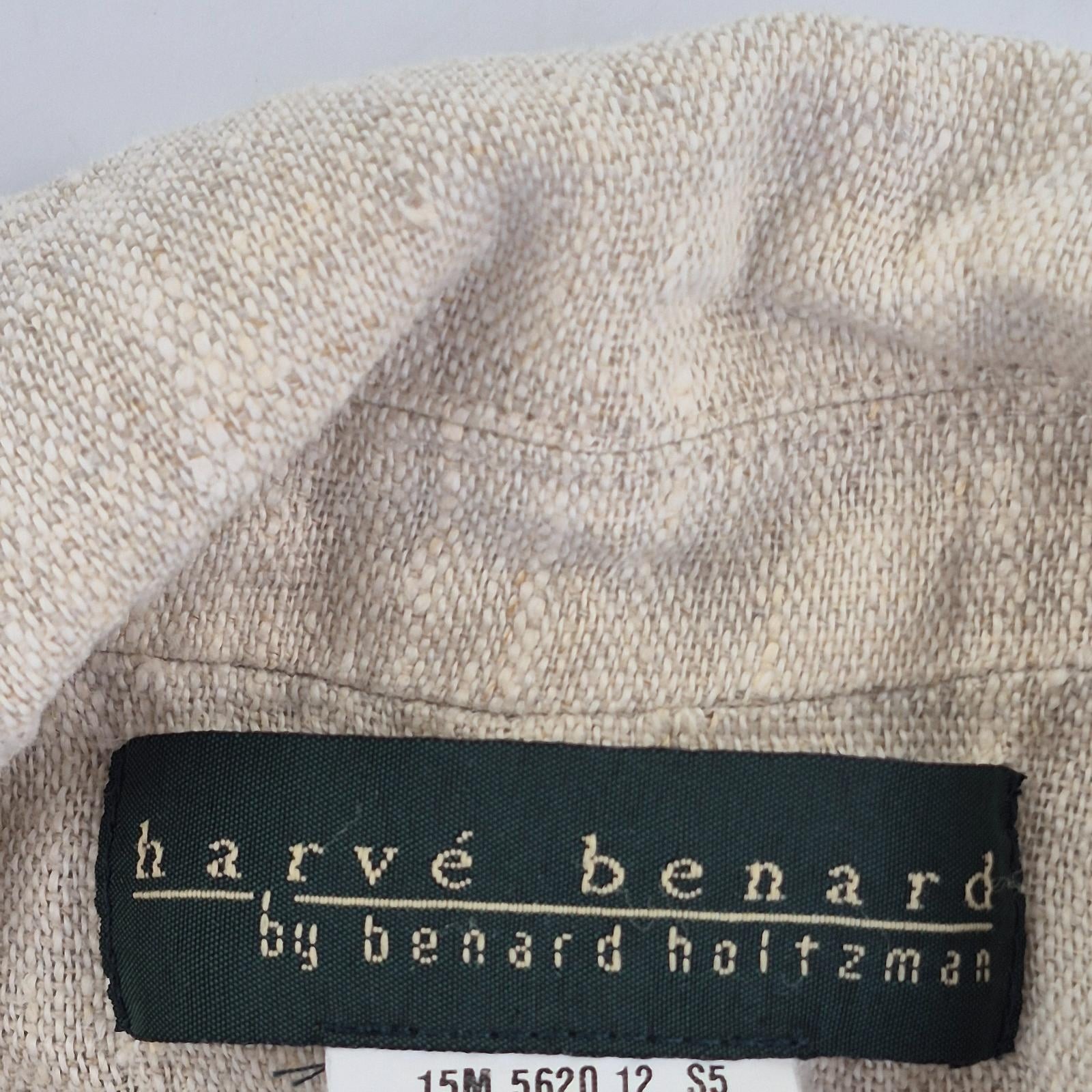 Harvé Benard Suit 8 Trousers 8 W28 L27 Beige Womens 100% Linen Straight 2 Piece