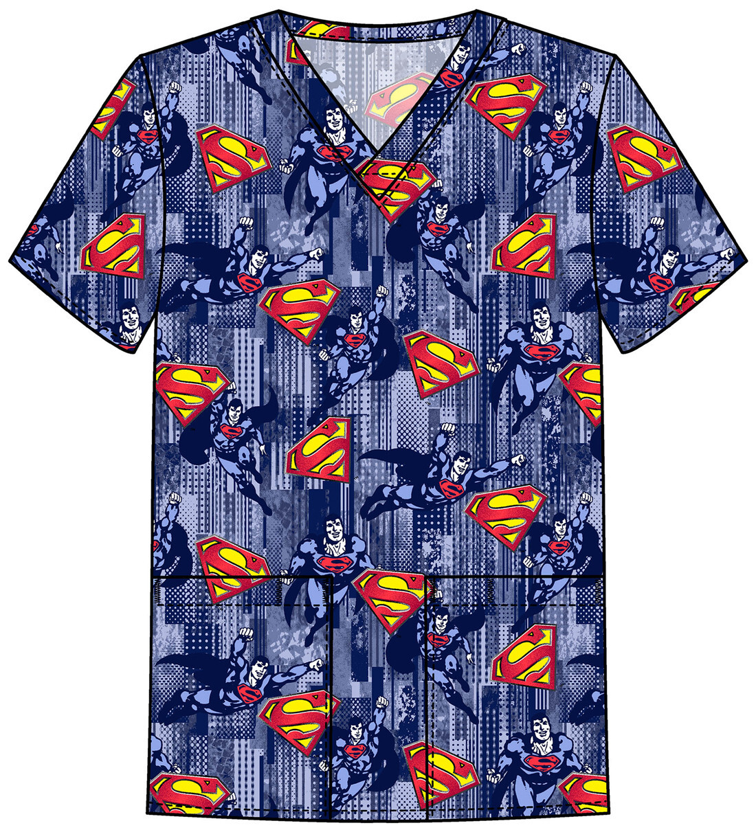 Superman Cherokee Scrubs DC Tooniforms Mens V Neck Top TF788 DMMF