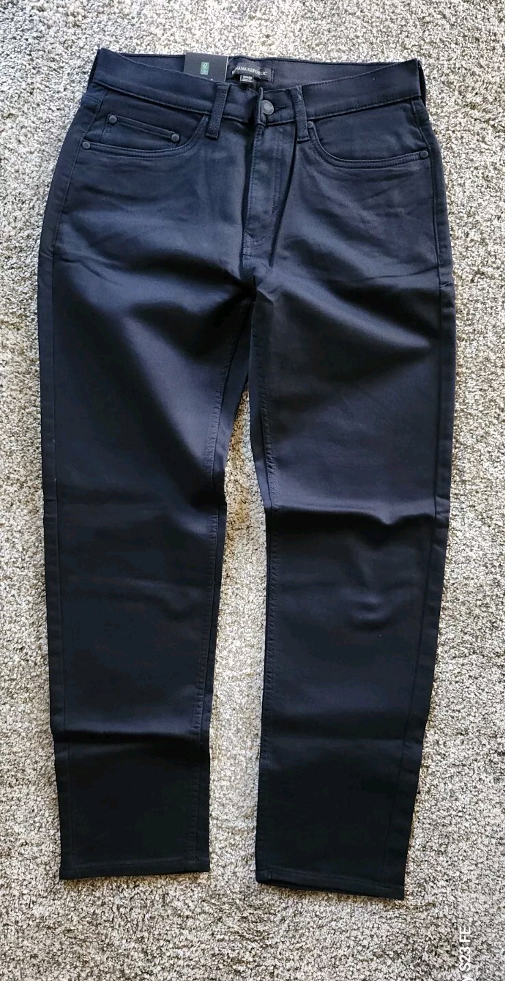 NWT Mens Banana Republic 5 Pocket Slim 98% Cotton BLUE BLACK TAN 30-40”