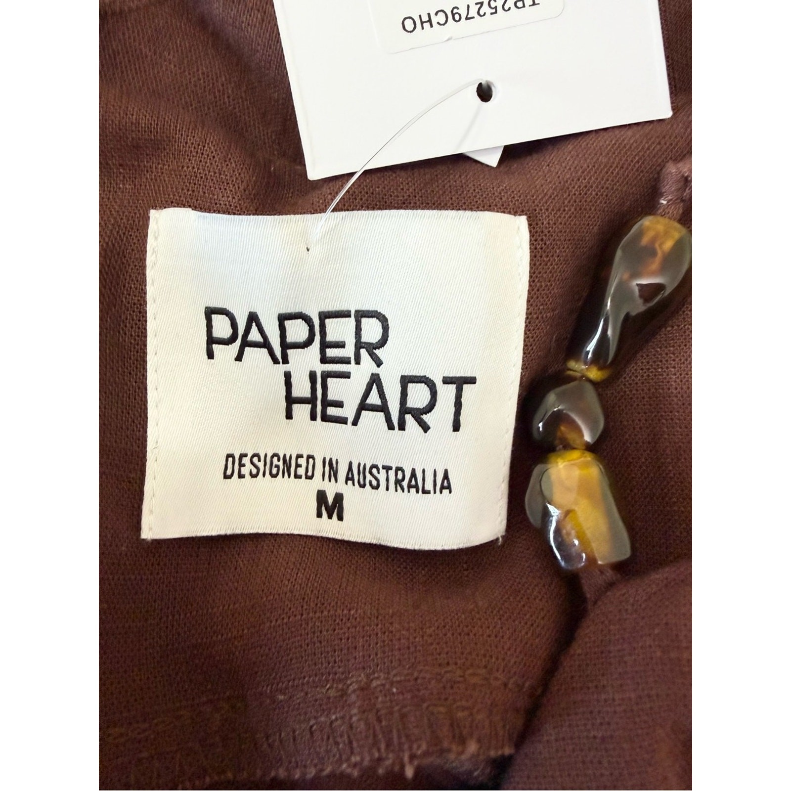 NWT Paper Heart LINEN Blend Chocolate Brown Maxi Dress with Adjustable Straps M