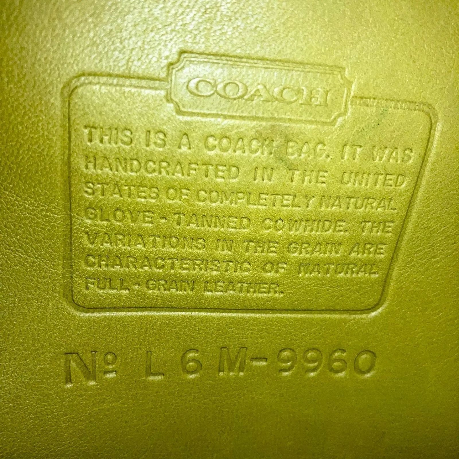 COACH Vintage Daypack Drawstring Turnlock Backpack Lime Green Leather USA Auth