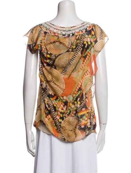 Vintage Diane Von Furstenberg DVF Blouse/Top 100% silk Beaded Tribal Print 0 XS