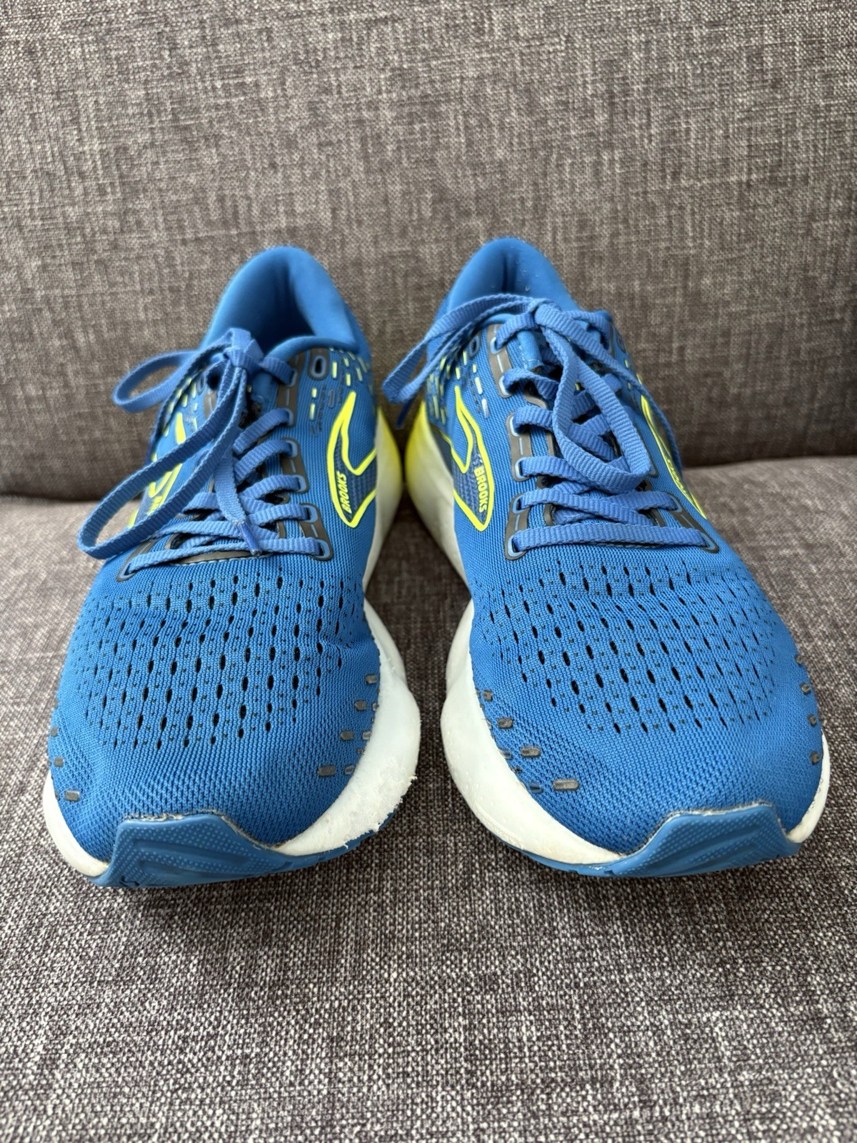 Brooks Glycerin Sneakers Sz 10.5 Medium Electric Blue Shock Yellow Mens Shoes