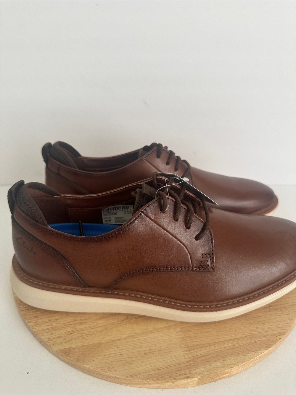 Clarks Brantin Plain Mens Round Closed Toe Oxford Shoes, Tan Sz 10.5M a1785