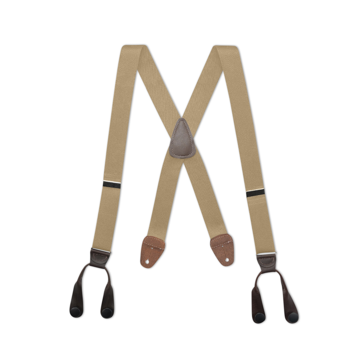 1″ Wide Gold Tone BUTTON ON Suspenders LEATHER EARS Many Colors. MADE IN USA