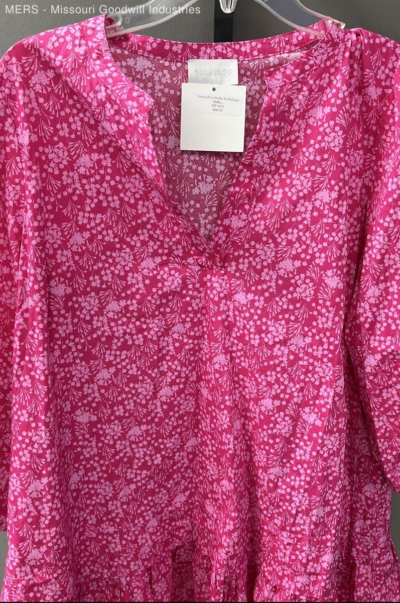 Sugarlips Womens Dress Pink Floral Ruffle Shift Velma DR1653 Small