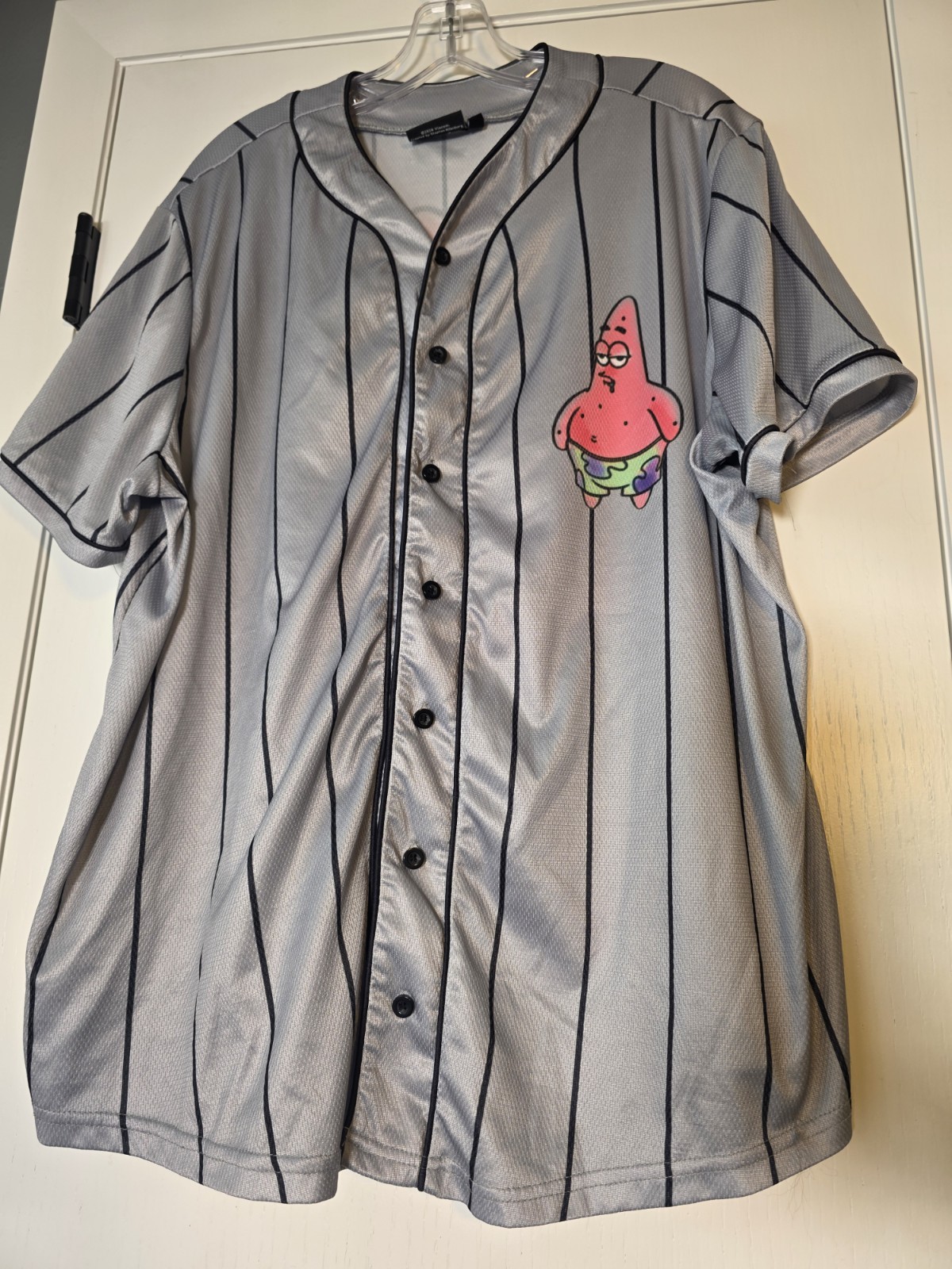 Spongebob Patrick Star Graffiti Baseball Jersey Mens XL Grey Nickelodeon