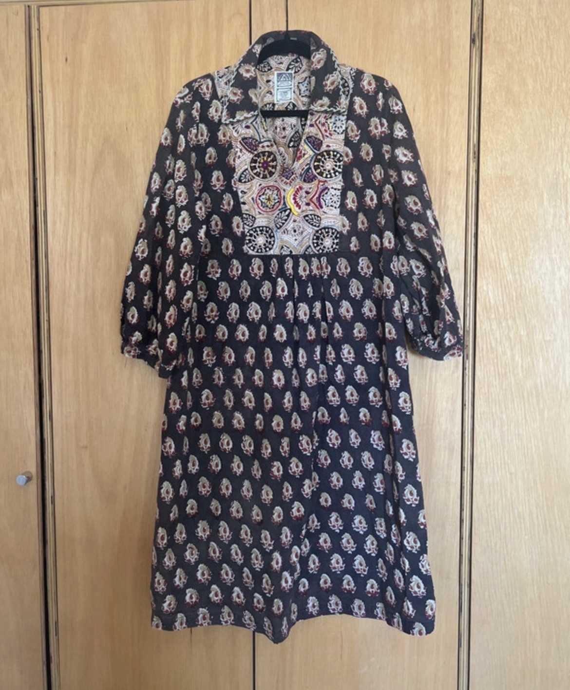 Indian Aghan Kaftan Maxi Dress Embroidered Batik Cotton Caftan