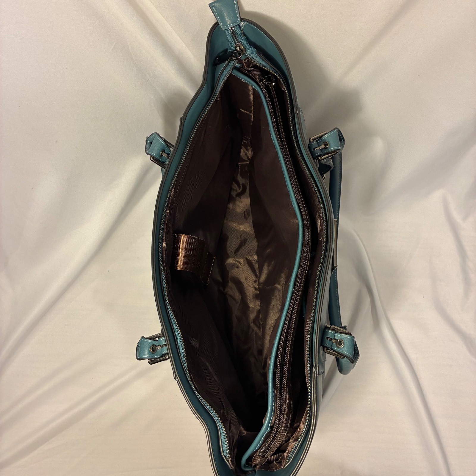 18 inch Laptop Tote Bag Leather Messenger Handbag Blue