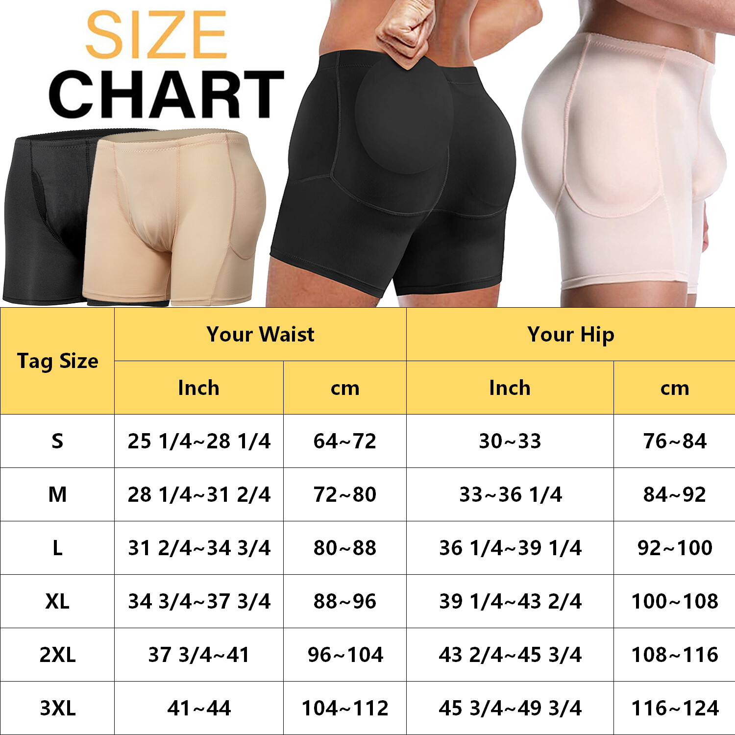 Men Padded Enhancer Underwear Shapewear Butt Lifter Boxer Briefs Panties Shaper